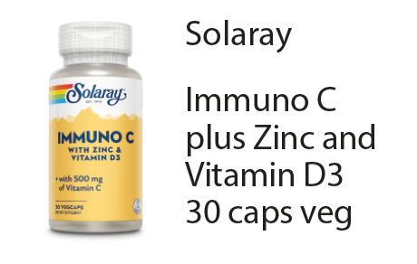 Solaray Immuno C plus Zinc and Vitamin D3 30 caps veg